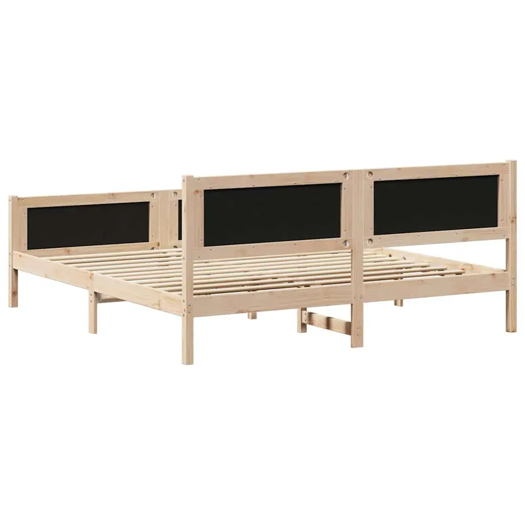Bed Frame with Headboard Brown 180 x 200 cm Solid Pine Wood