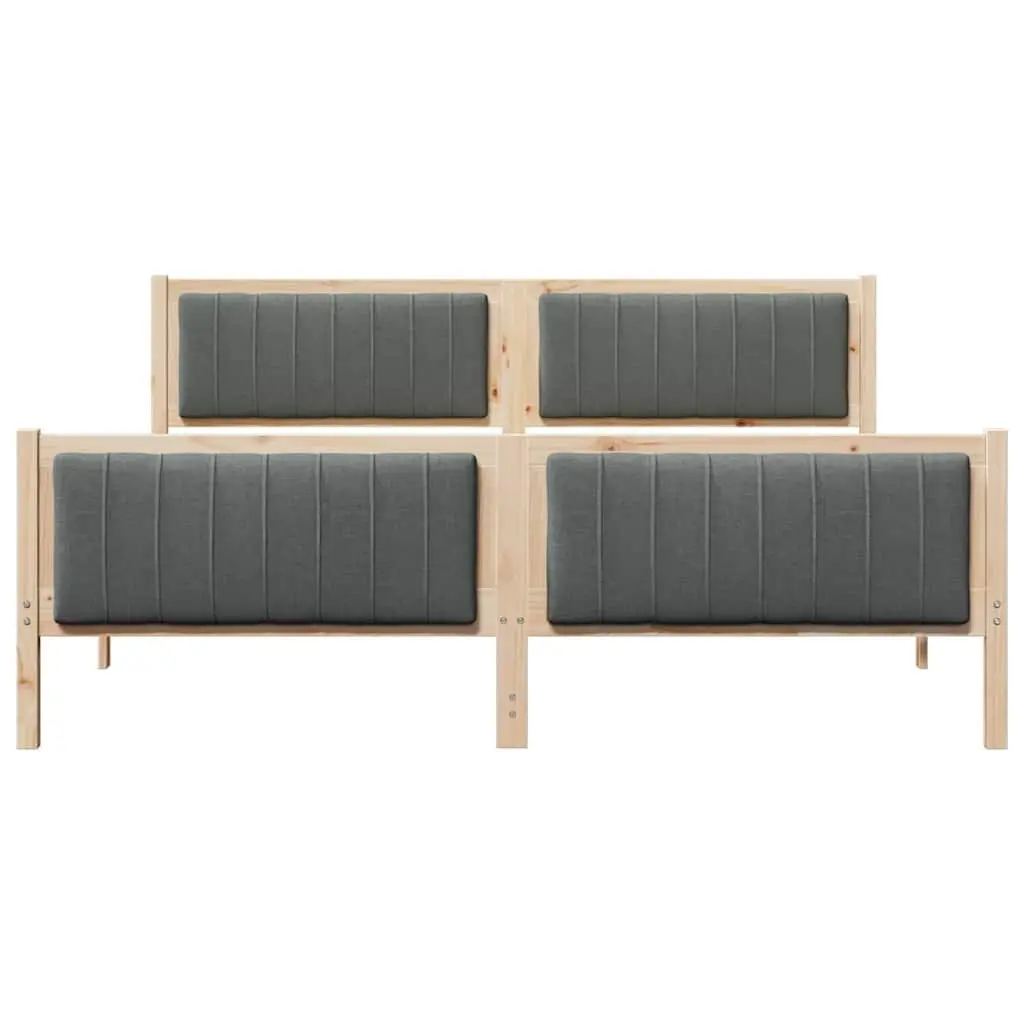 Bed Frame 180 x 200 cm Platform Design Solid Pine Wood Brown Dark Grey Bedroom
