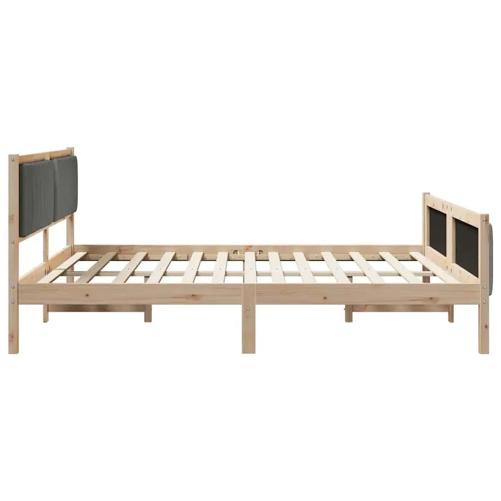 Bed Frame 180 x 200 cm Platform Design Solid Pine Wood Brown Dark Grey Bedroom