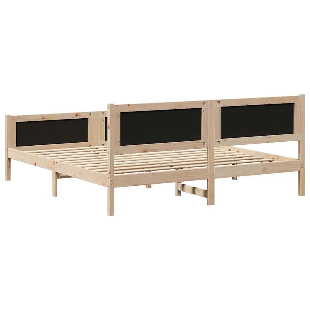 Bed Frame 180 x 200 cm Platform Design Solid Pine Wood Brown Dark Grey Bedroom