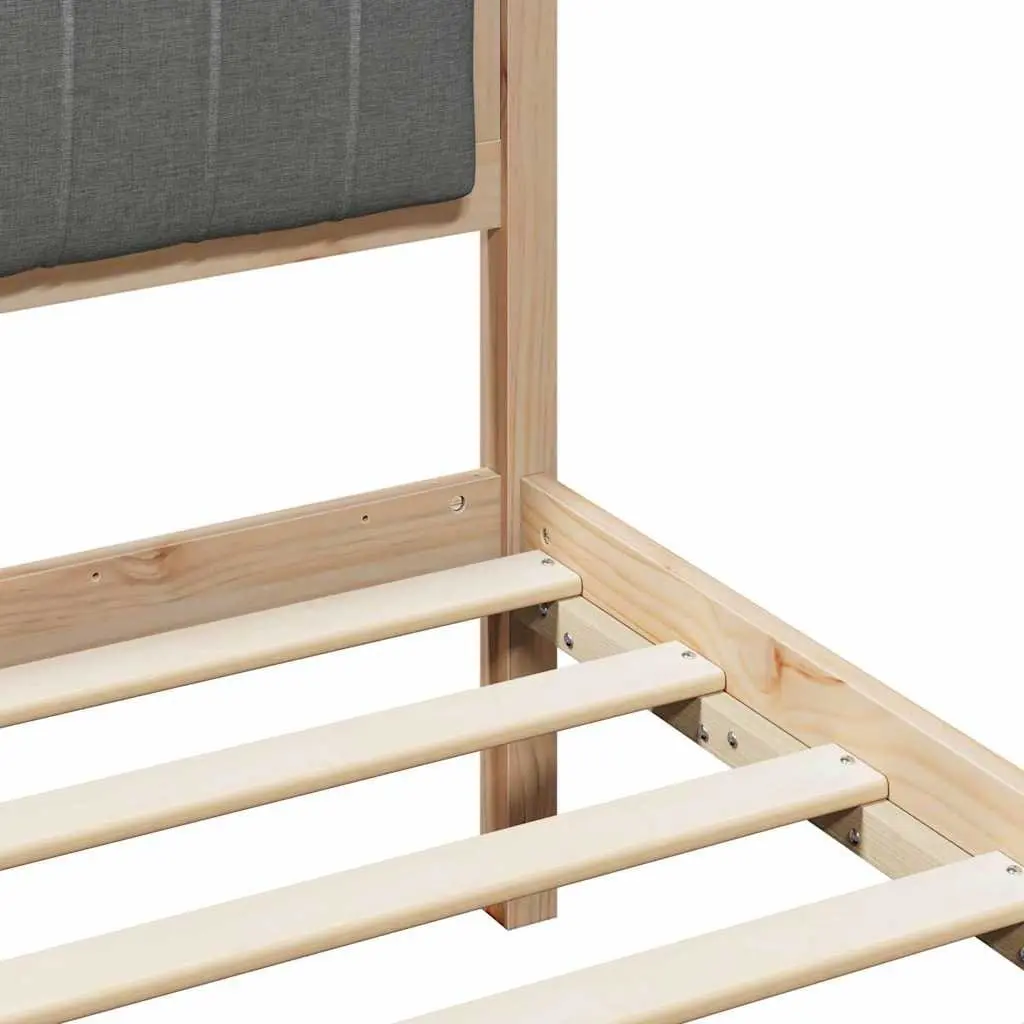 Bed Frame 180 x 200 cm Platform Design Solid Pine Wood Brown Dark Grey Bedroom