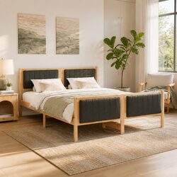Solid Pine Wood Bed Frame 150x200cm with Headboard