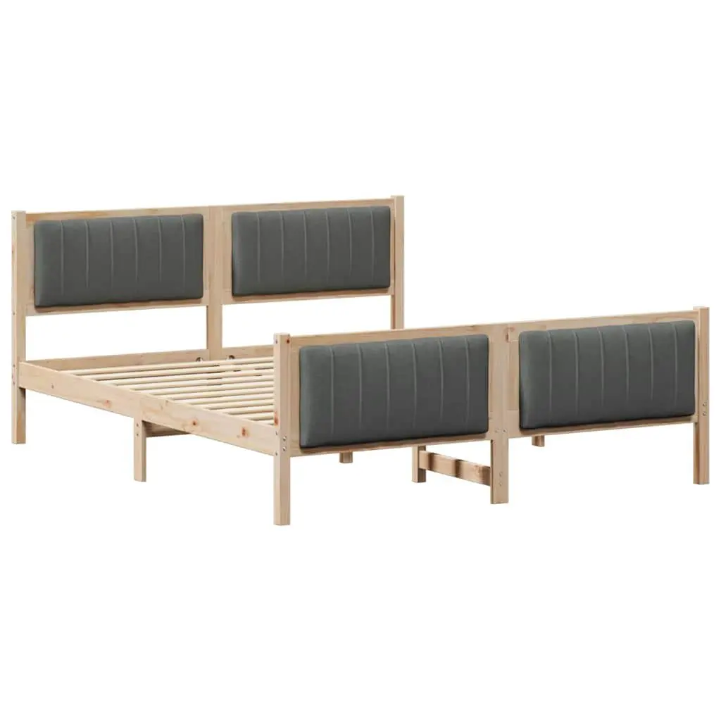 Solid Pine Wood Platform Bed Frame Brown Dark Grey 150x200cm