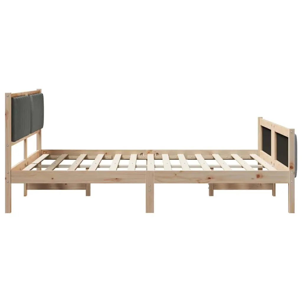 Solid Pine Wood Platform Bed Frame Brown Dark Grey 150x200cm