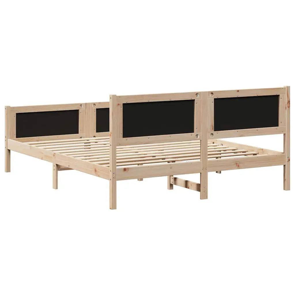 Solid Pine Wood Platform Bed Frame Brown Dark Grey 150x200cm