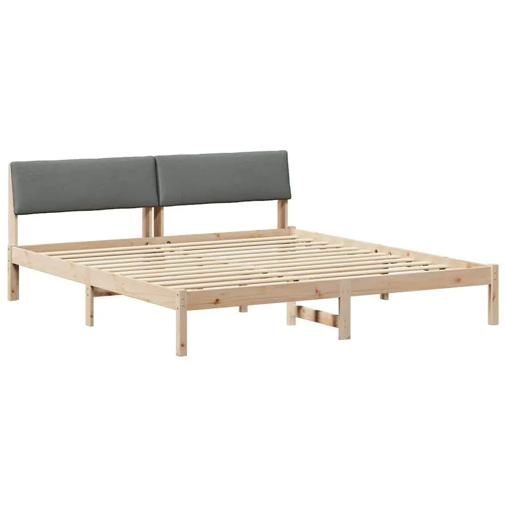 Bed Frame Modern Platform 180 x 200 cm Solid Pine Wood Brown Dark Grey