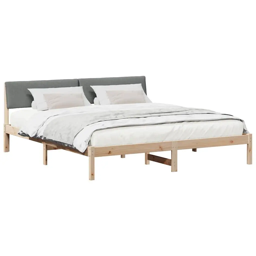 Bed Frame Modern Platform 180 x 200 cm Solid Pine Wood Brown Dark Grey