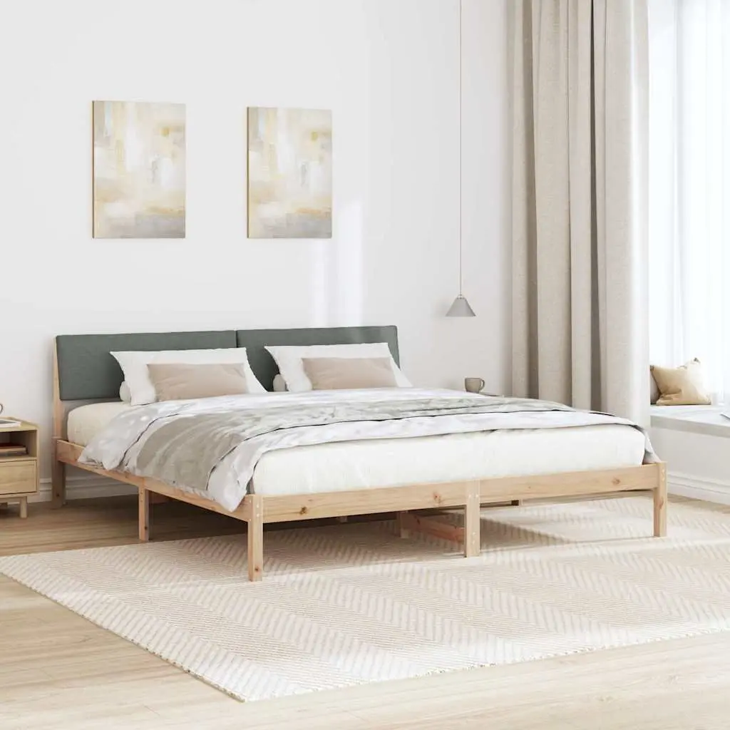 Bed Frame Modern Platform 180 x 200 cm Solid Pine Wood Brown Dark Grey