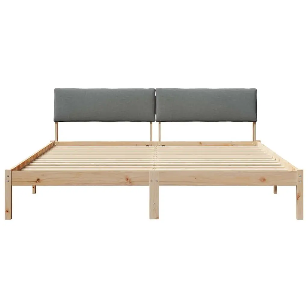 Bed Frame Modern Platform 180 x 200 cm Solid Pine Wood Brown Dark Grey
