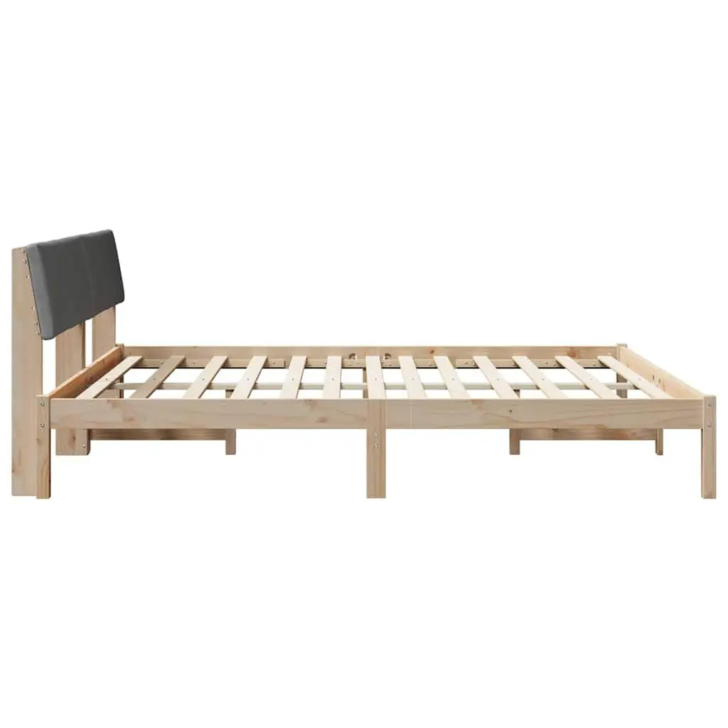 Bed Frame Modern Platform 180 x 200 cm Solid Pine Wood Brown Dark Grey