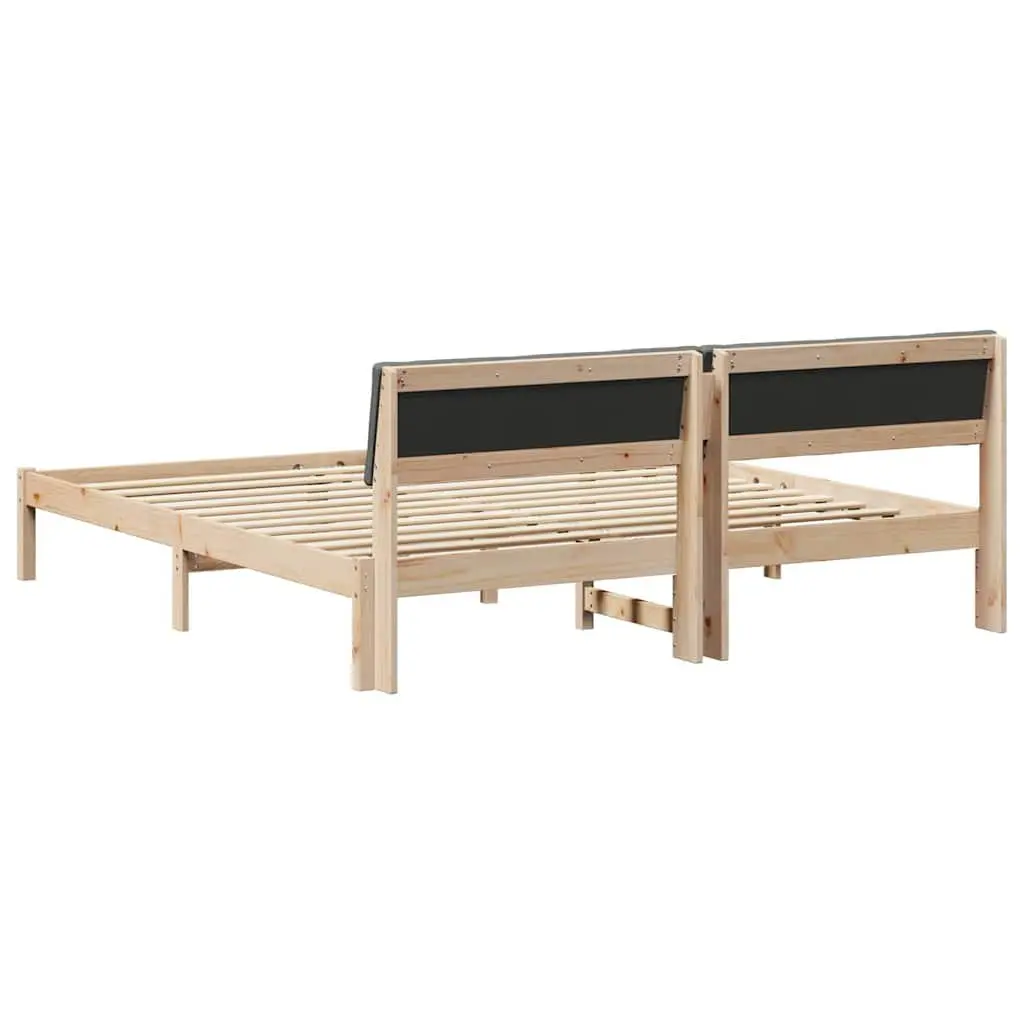 Bed Frame Modern Platform 180 x 200 cm Solid Pine Wood Brown Dark Grey