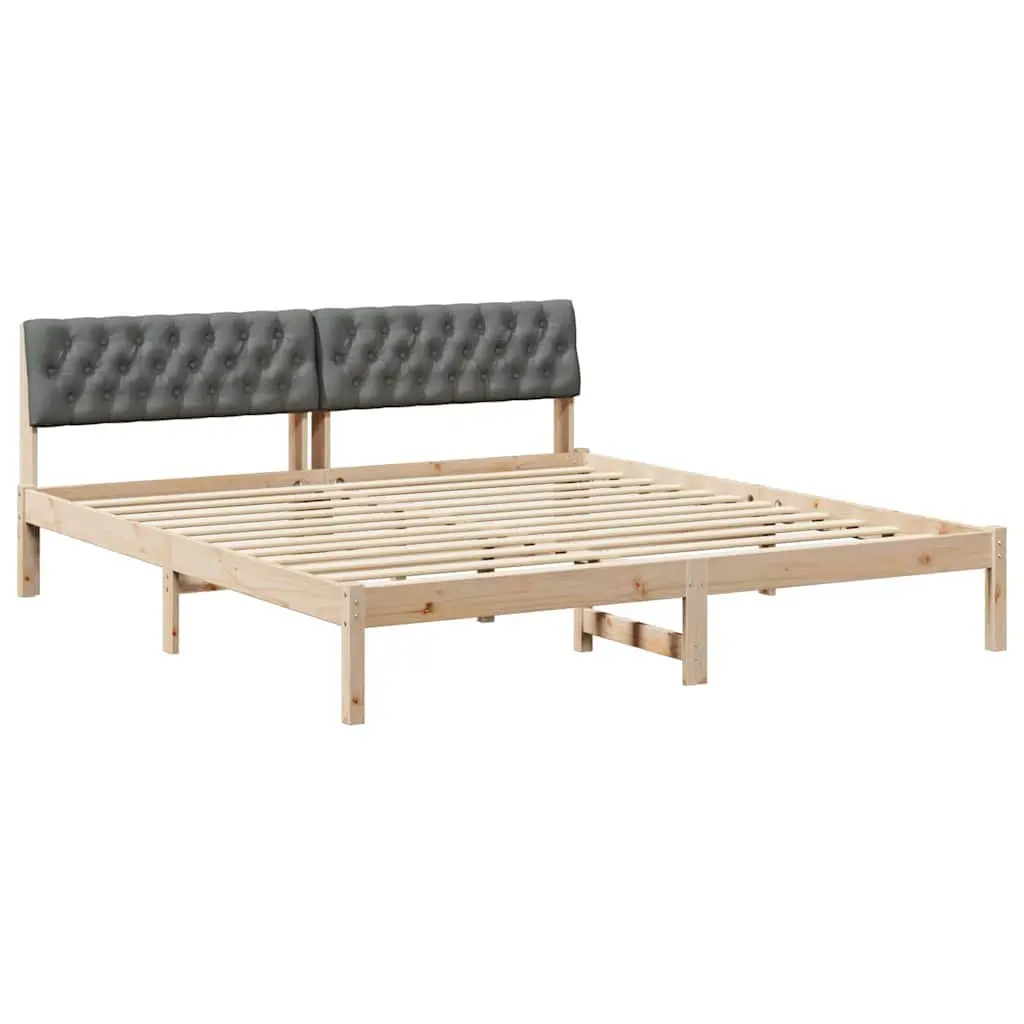 Platform Bed Frame Modern 180 x 200 cm Brown Dark Grey Solid Pine Wood
