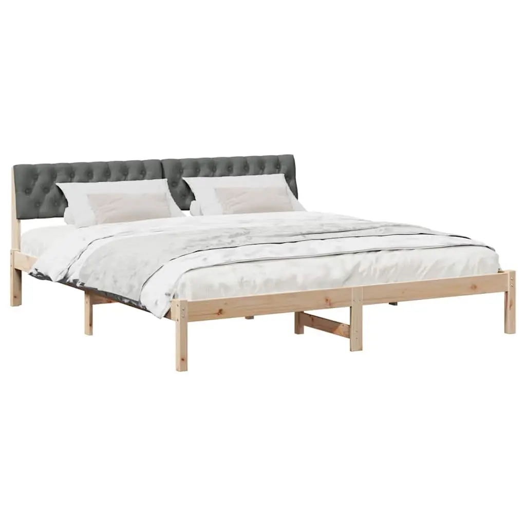 Platform Bed Frame Modern 180 x 200 cm Brown Dark Grey Solid Pine Wood