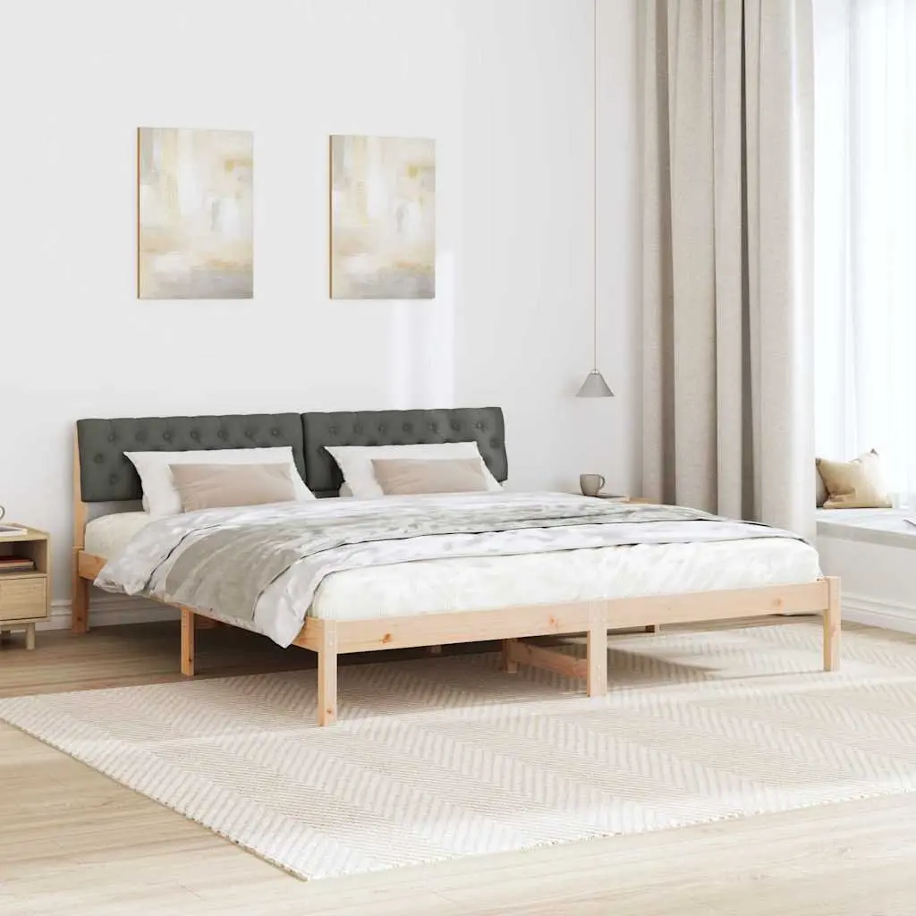 Platform Bed Frame Modern 180 x 200 cm Brown Dark Grey Solid Pine Wood