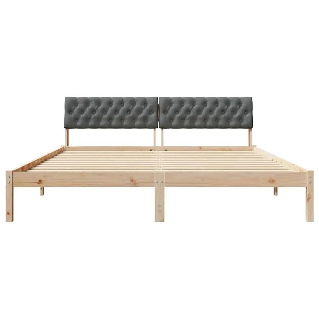 Platform Bed Frame Modern 180 x 200 cm Brown Dark Grey Solid Pine Wood