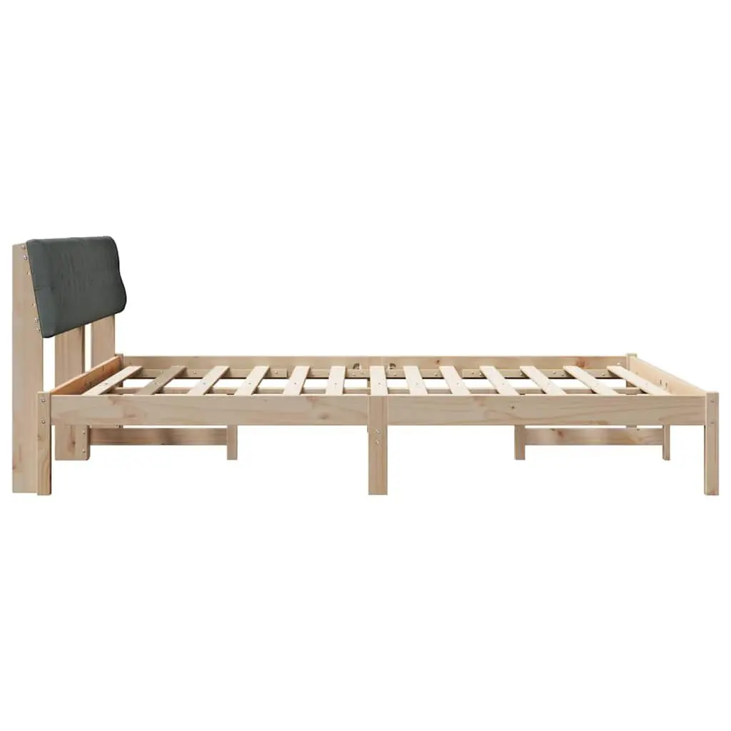 Platform Bed Frame Modern 180 x 200 cm Brown Dark Grey Solid Pine Wood