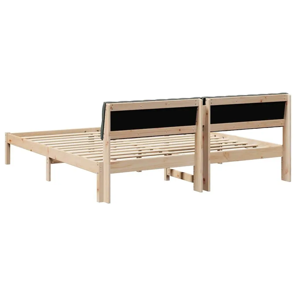 Platform Bed Frame Modern 180 x 200 cm Brown Dark Grey Solid Pine Wood