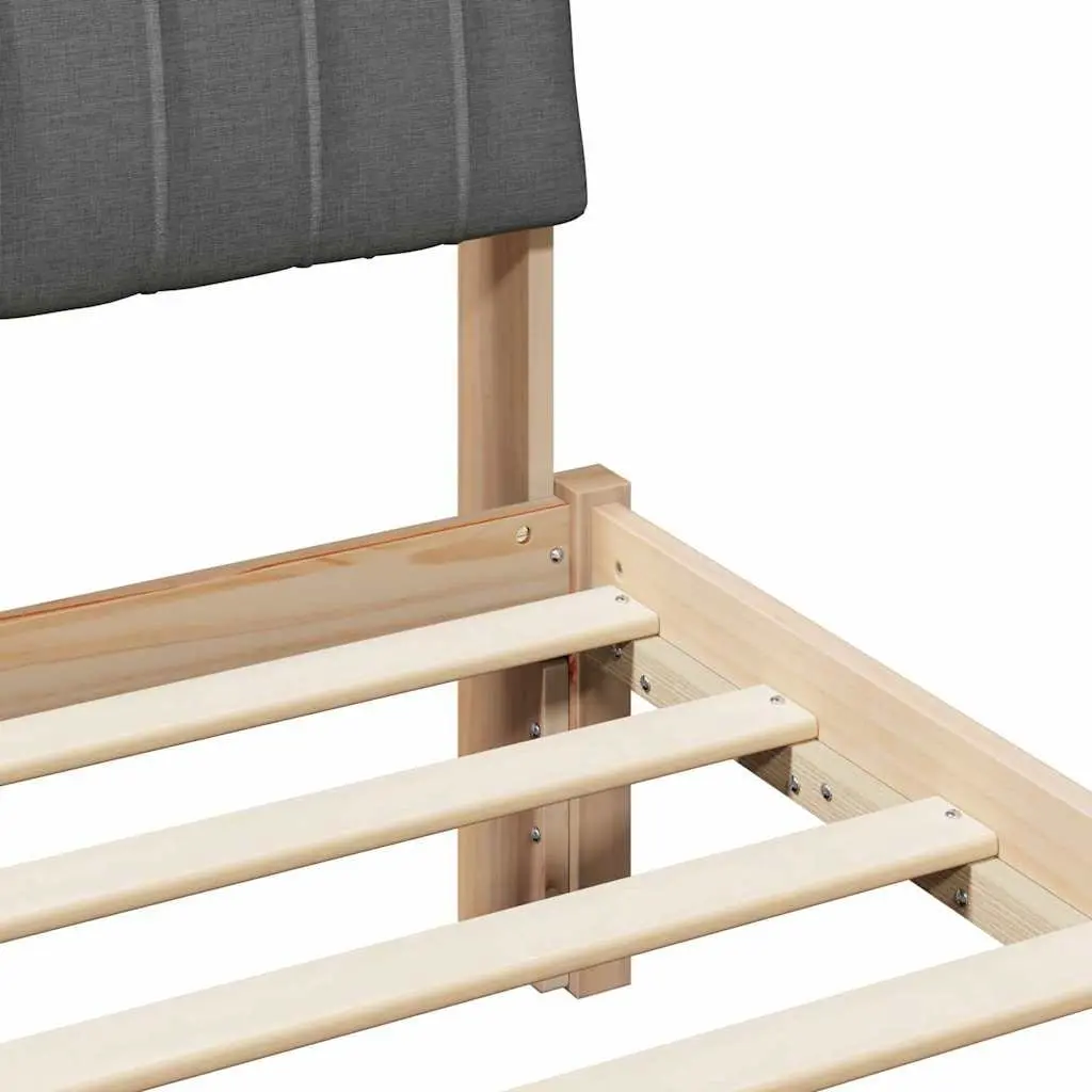 Bed Frame 180 x 200 cm Solid Pine Wood Brown Dark Grey Headboard Bedroom