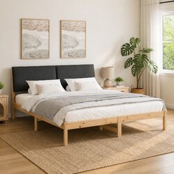 Modern Bed Frame 180 x 200 cm in Brown and Dark Grey