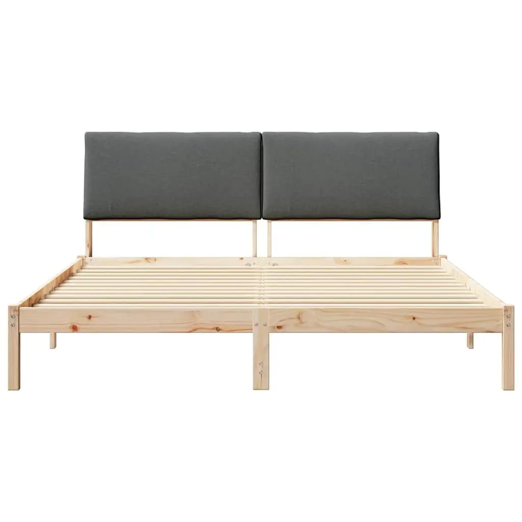 Bed Frame Modern 180 x 200 cm Brown Dark Grey Solid Pine Wood Headboard