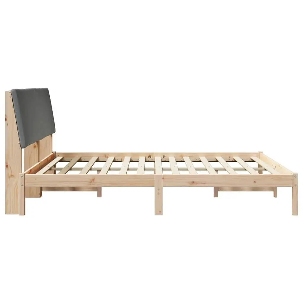 Bed Frame Modern 180 x 200 cm Brown Dark Grey Solid Pine Wood Headboard