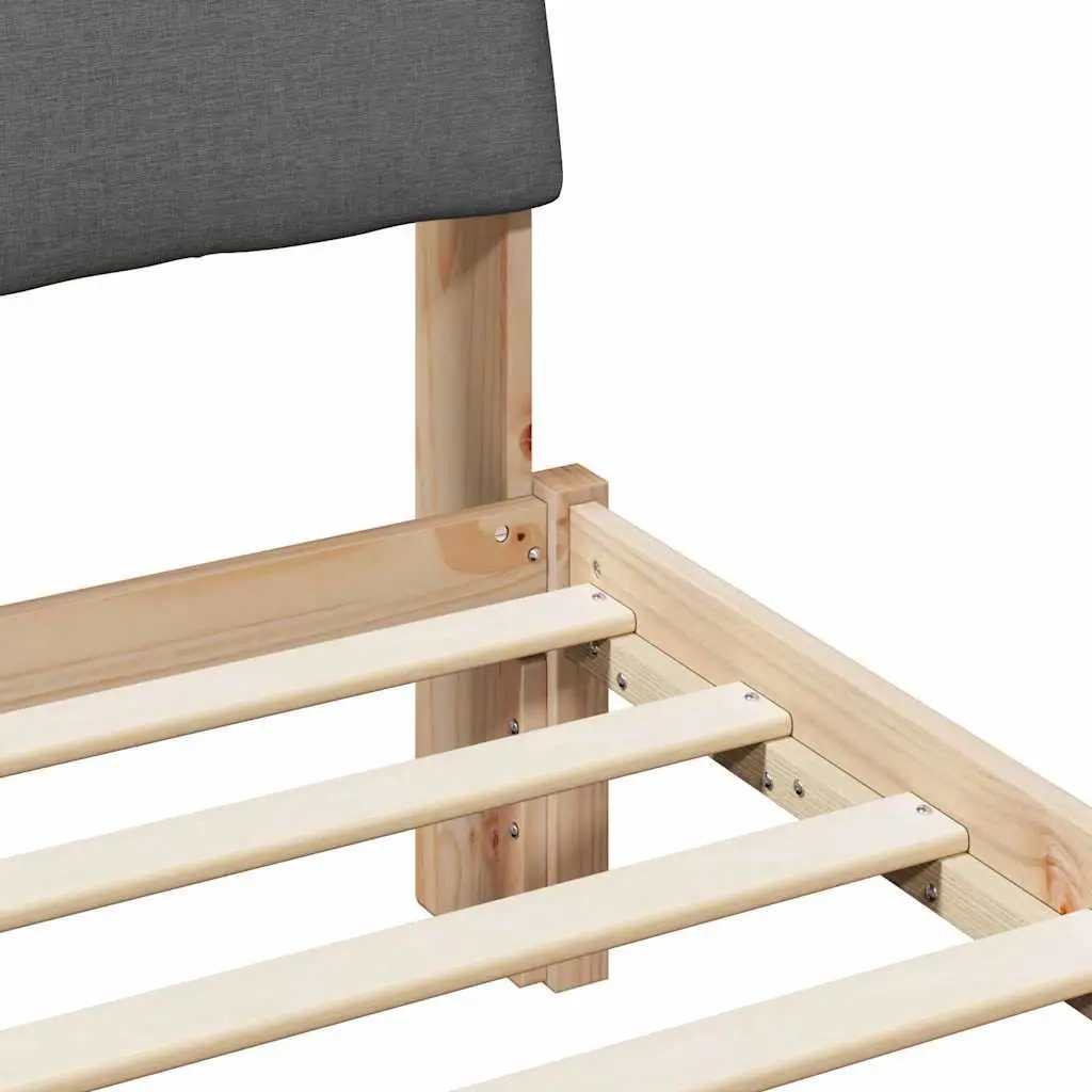 Bed Frame Modern 180 x 200 cm Brown Dark Grey Solid Pine Wood Headboard