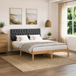Upholstered Headboard Bed Frame in Brown 150 x 200 cm