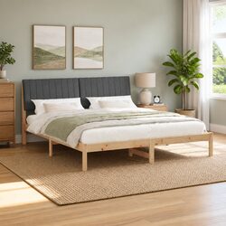 Brown Bed Frame with Upholstered Headboard 180 x 200 cm