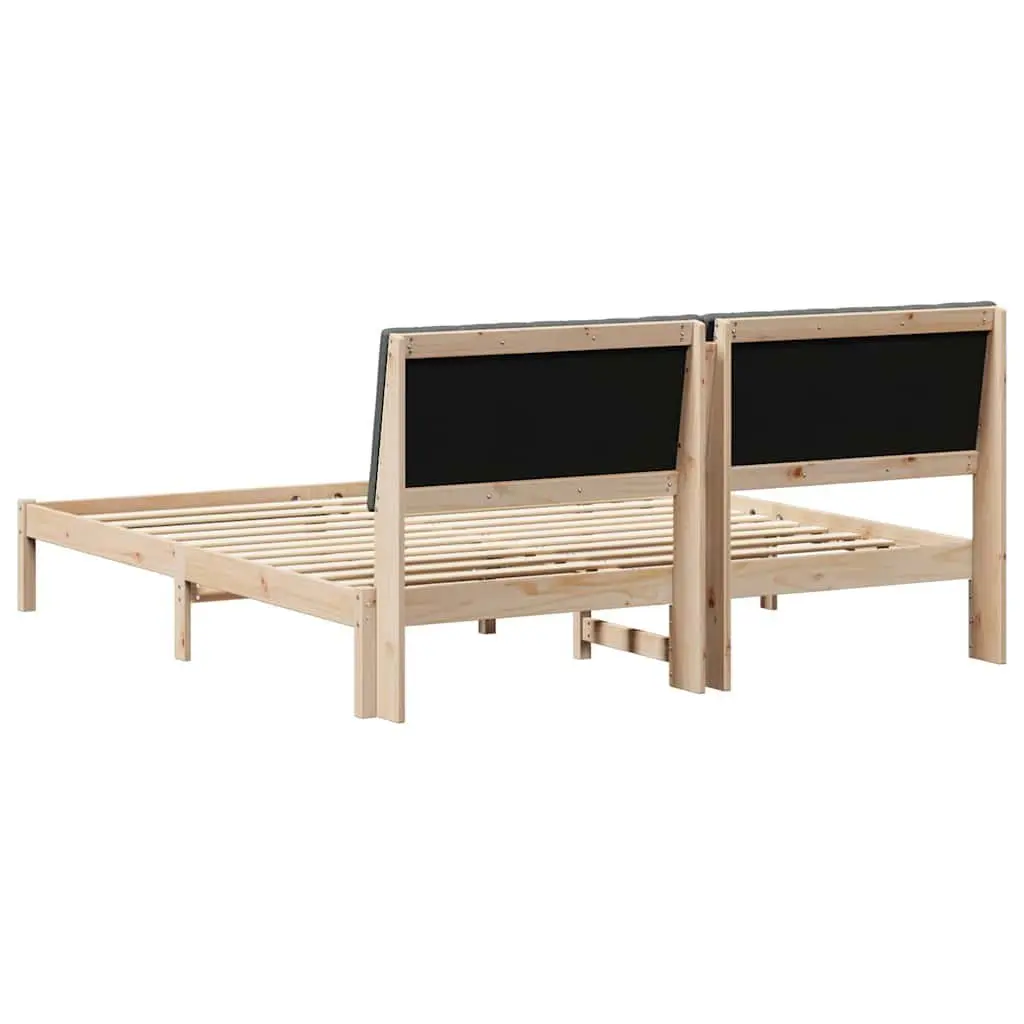 Bed Frame with Headboard Brown 180 x 200 cm Solid Pine Wood Platform Slatted