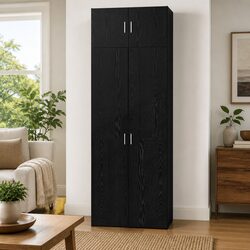 Three-Piece Black Storage Cabinet Set for Modern Living