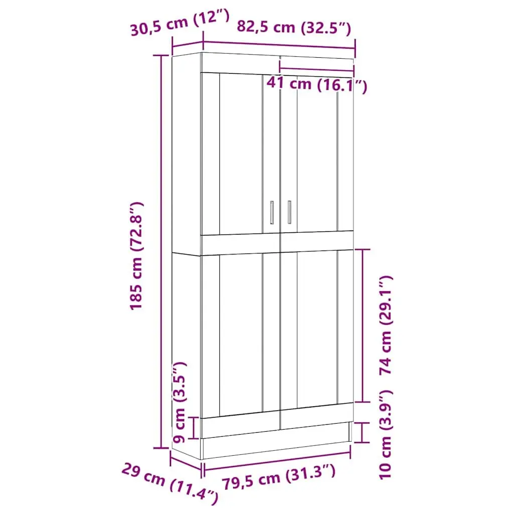 Black Oak Book Cabinet with Hinge Doors