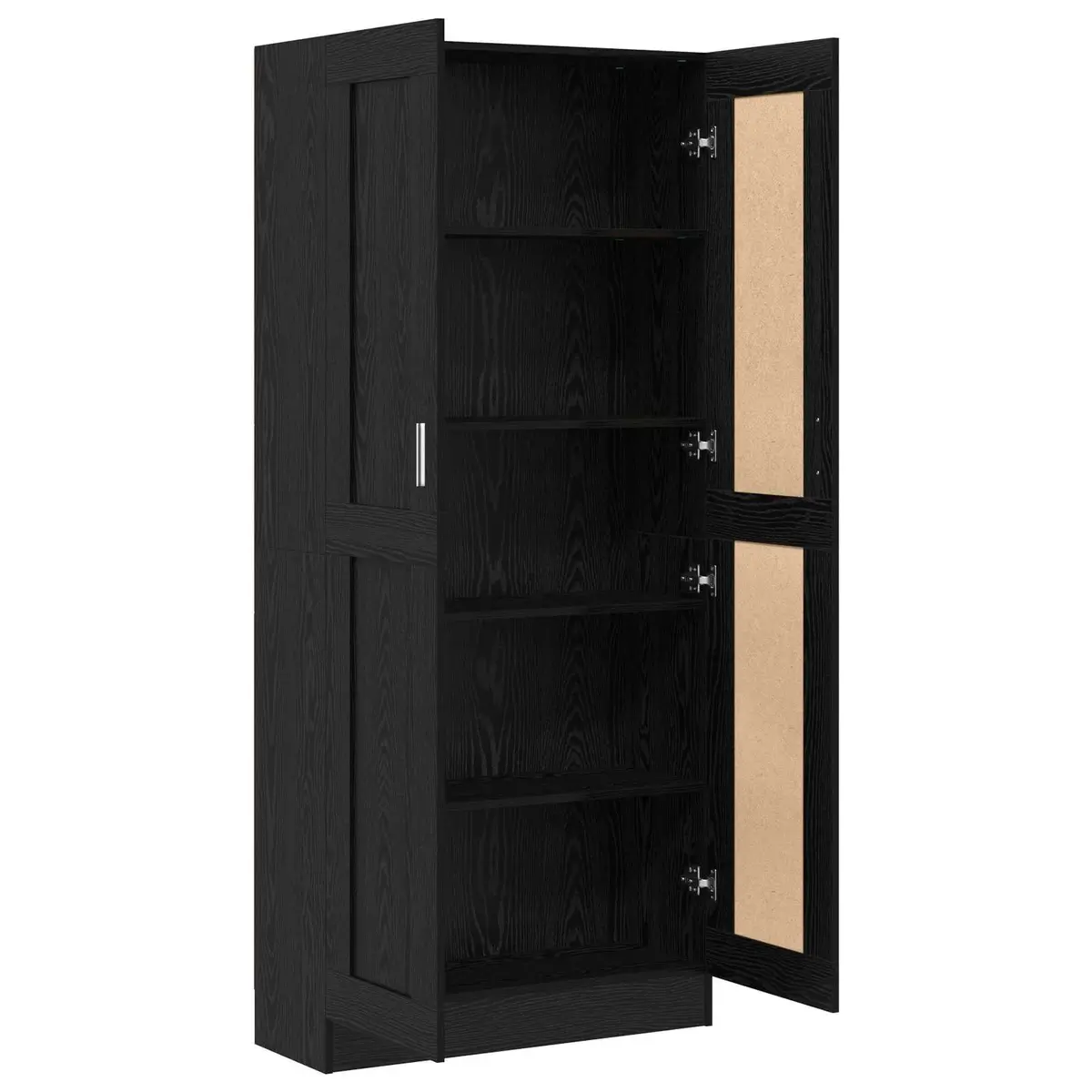 Black Oak Book Cabinet with Hinge Doors