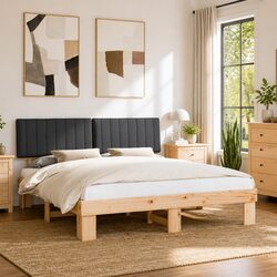 Grey Upholstered Headboard Bed Frame 180 x 200 cm