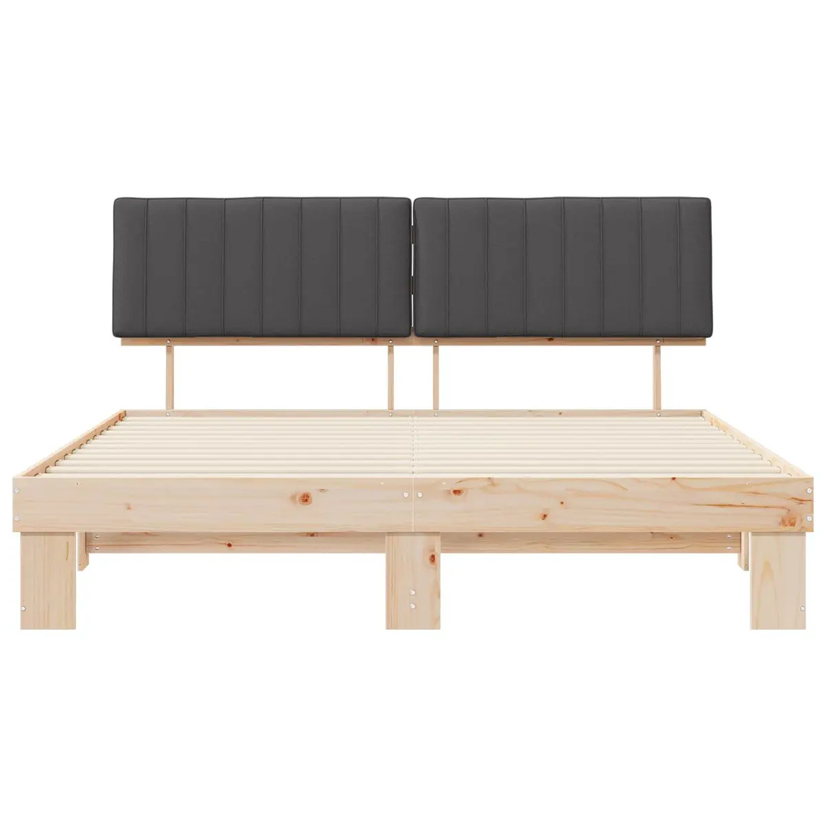 Bed Frame Upholstered Headboard Grey 180 x 200 cm Solid Pine Wood Modern