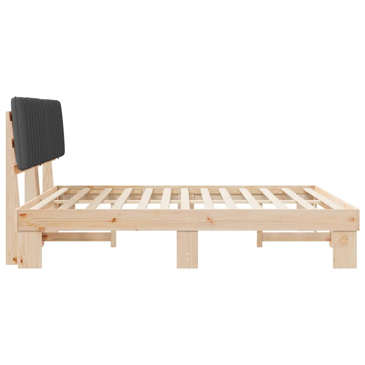 Bed Frame Upholstered Headboard Grey 180 x 200 cm Solid Pine Wood Modern