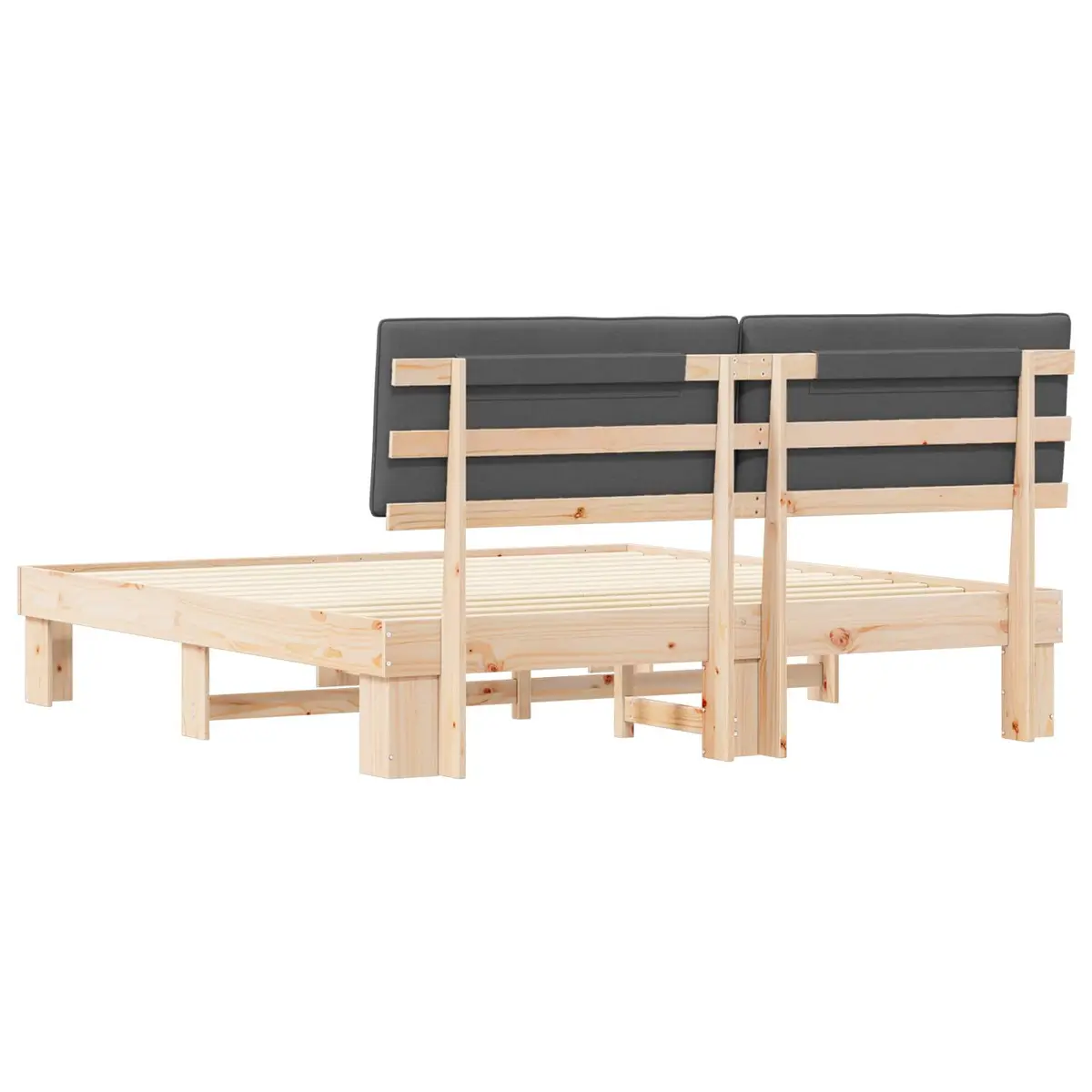 Bed Frame Upholstered Headboard Grey 180 x 200 cm Solid Pine Wood Modern