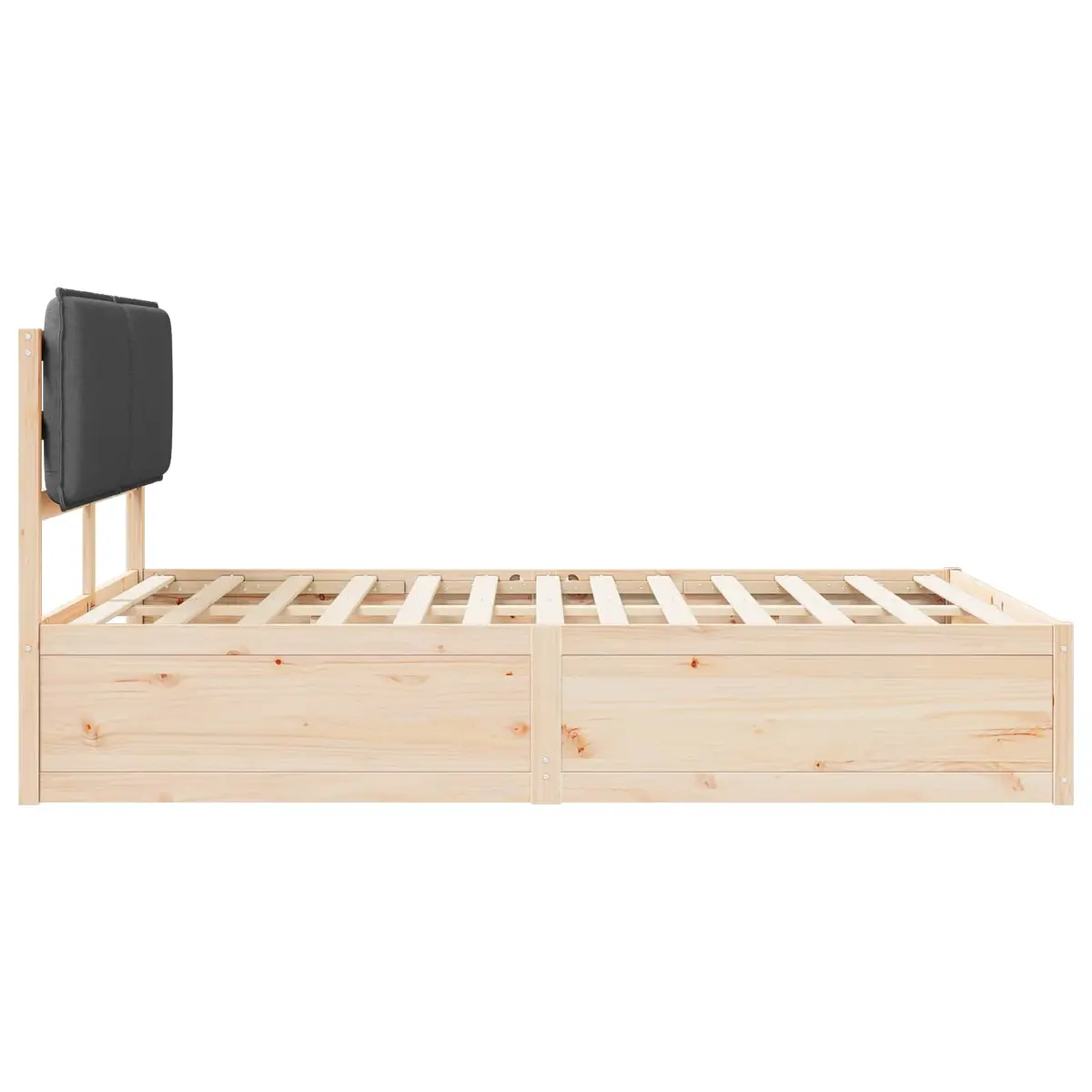 Bed Frame Grey Upholstered 150x200cm Solid Pine Wood Platform