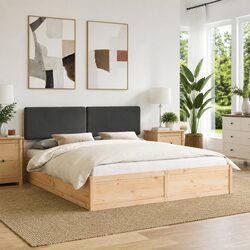 Dark Grey Upholstered Headboard Bed Frame 180 x 200 cm