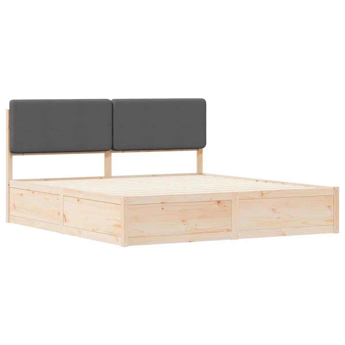 Bed Frame Upholstered Headboard Dark Grey 180 x 200 cm Wooden Modern