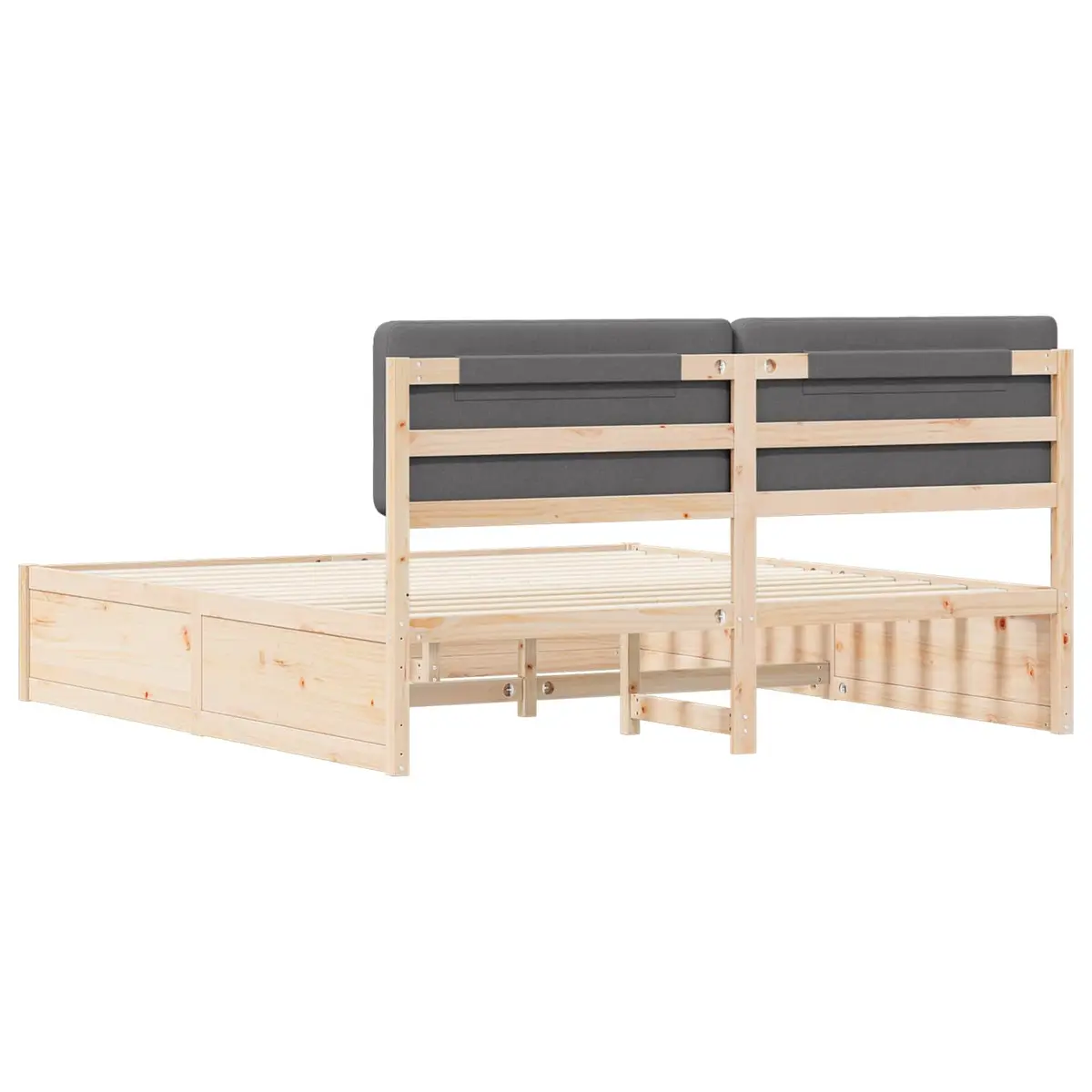 Bed Frame Upholstered Headboard Dark Grey 180 x 200 cm Wooden Modern
