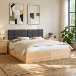 Comfortable Grey Upholstered Bed Frame 180 x 200 cm