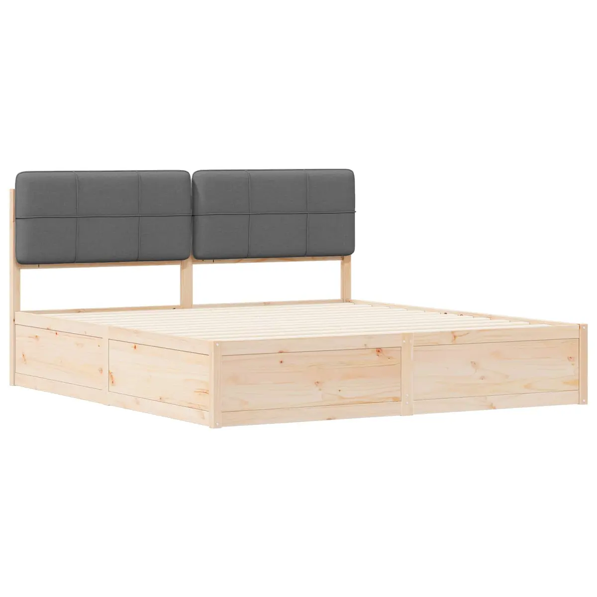 Bed Frame Upholstered Headboard Grey 180 x 200 cm Solid Pine Wood Modern
