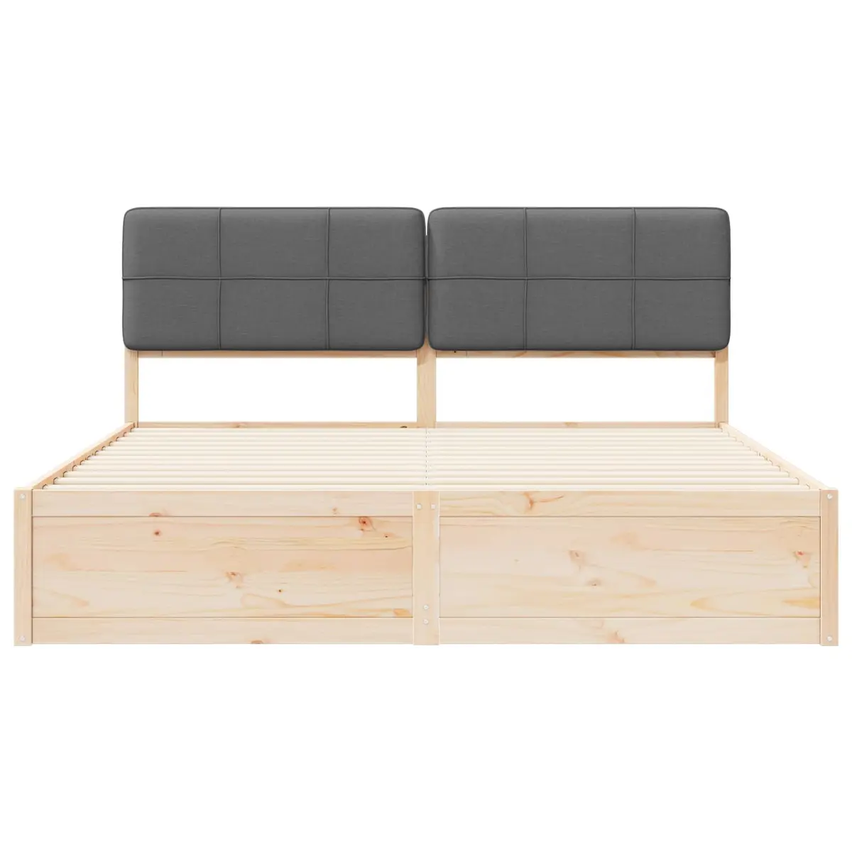 Bed Frame Upholstered Headboard Grey 180 x 200 cm Solid Pine Wood Modern