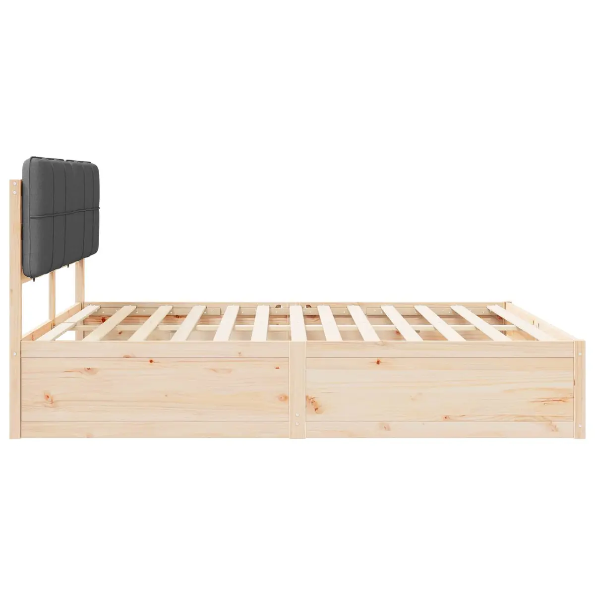 Bed Frame Upholstered Headboard Grey 180 x 200 cm Solid Pine Wood Modern