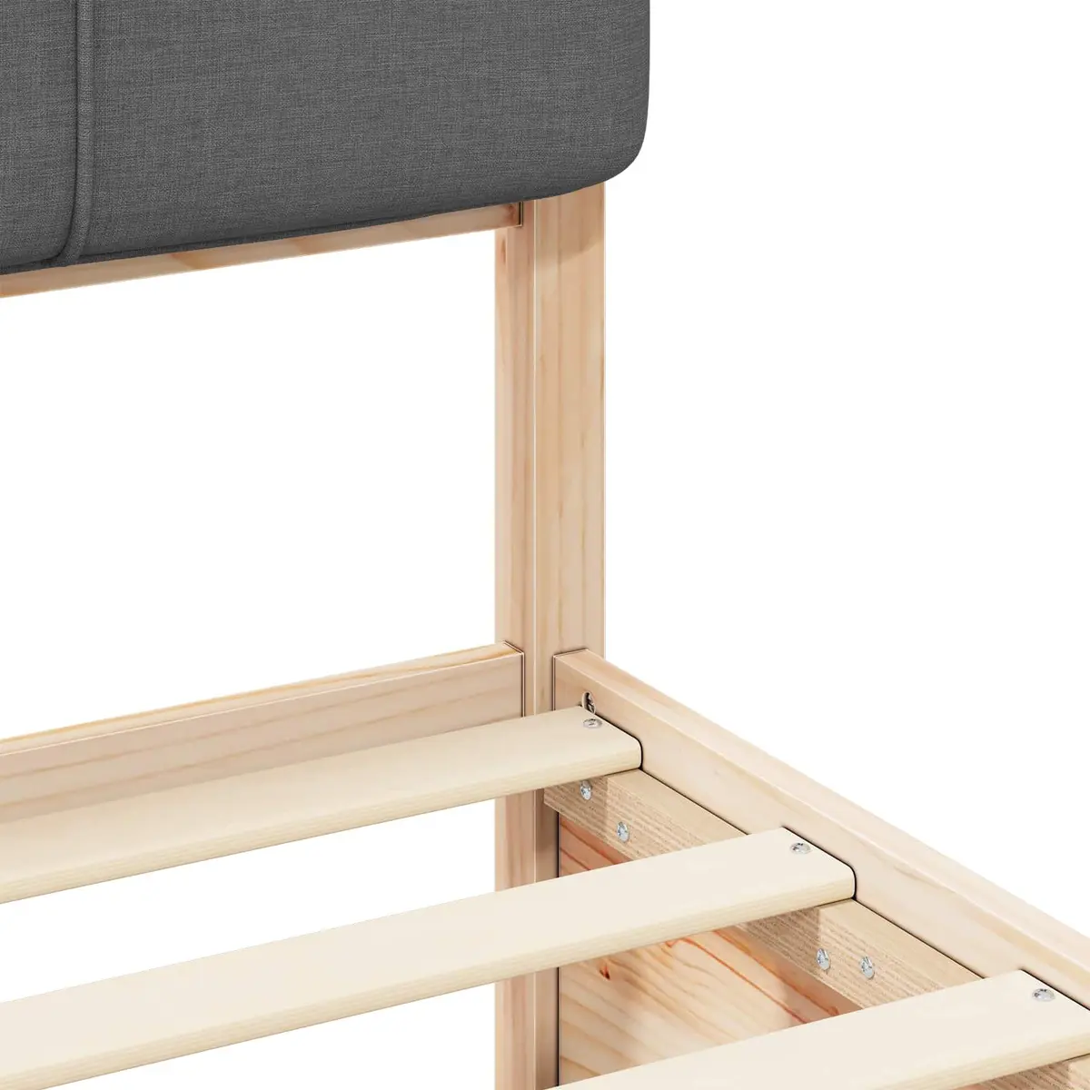 Bed Frame Upholstered Headboard Grey 180 x 200 cm Solid Pine Wood Modern