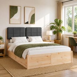 Comfortable Grey Upholstered Bed Frame 150 x 200 cm