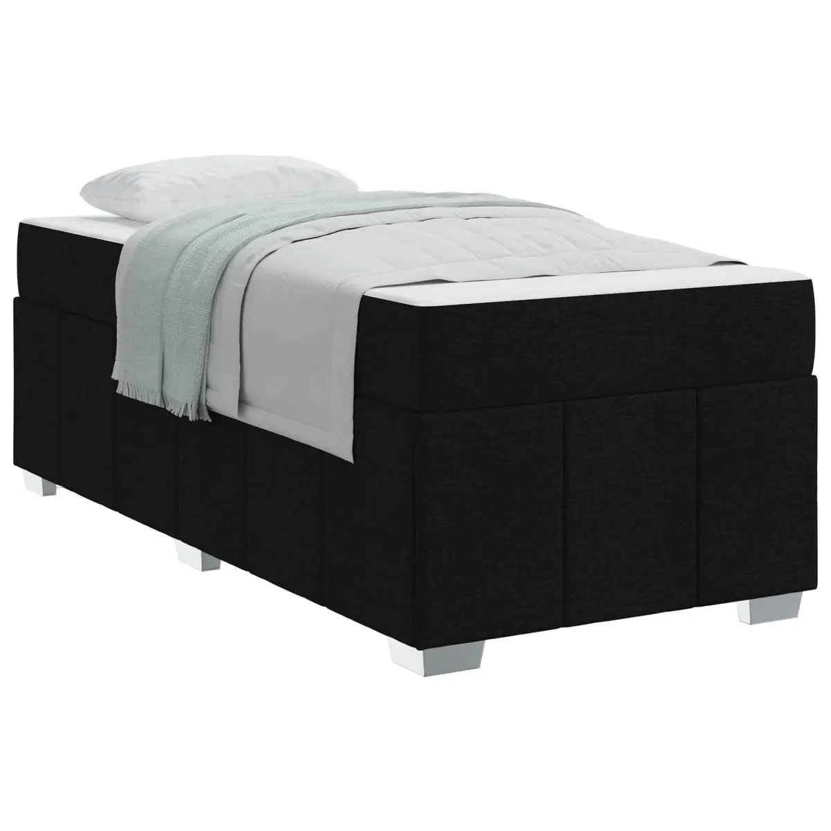 Black Fabric Bed Frame with Mattress 90 x 190 cm