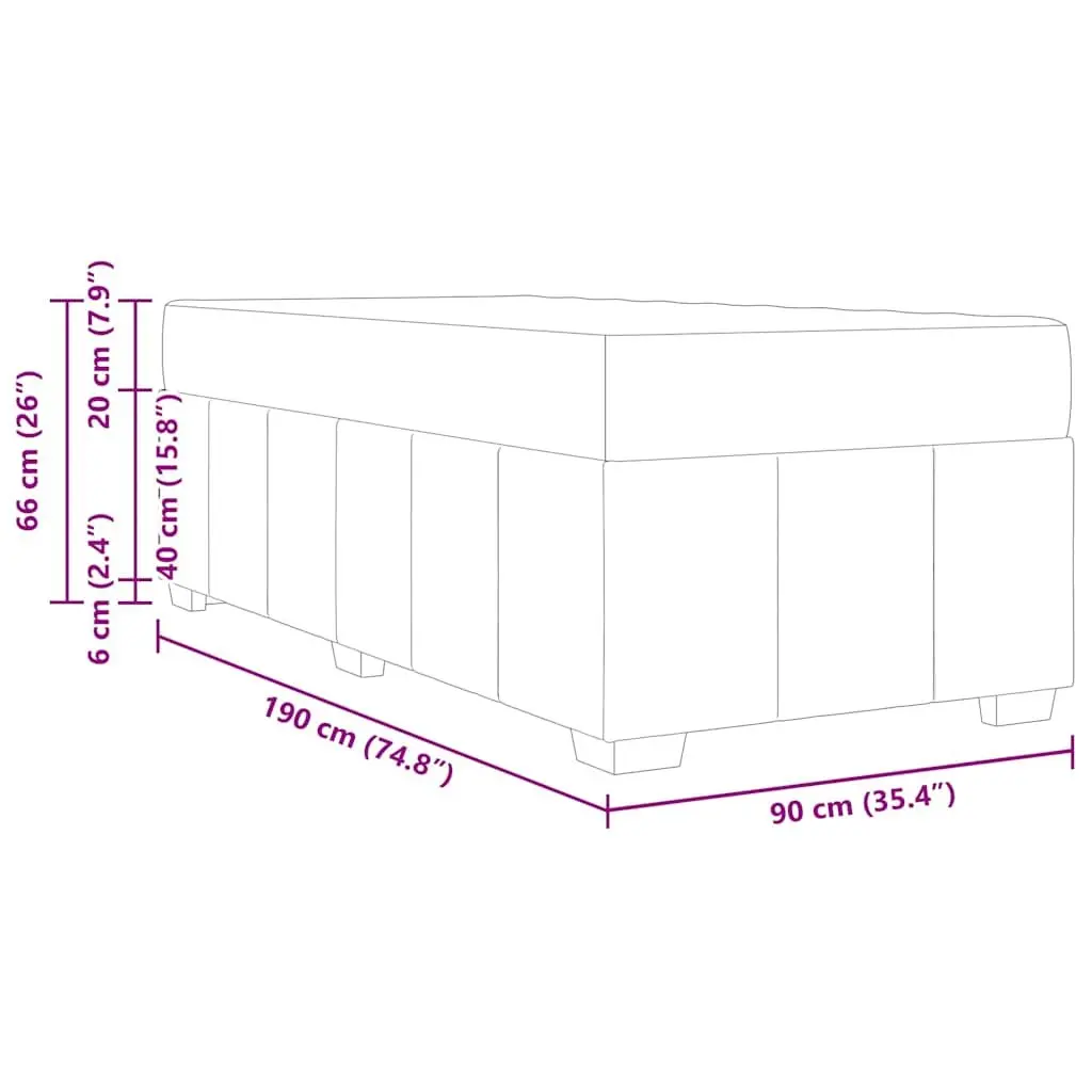 Black Fabric Bed Frame with Mattress 90 x 190 cm