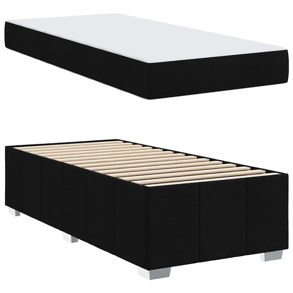 Black Fabric Bed Frame with Mattress 90 x 190 cm