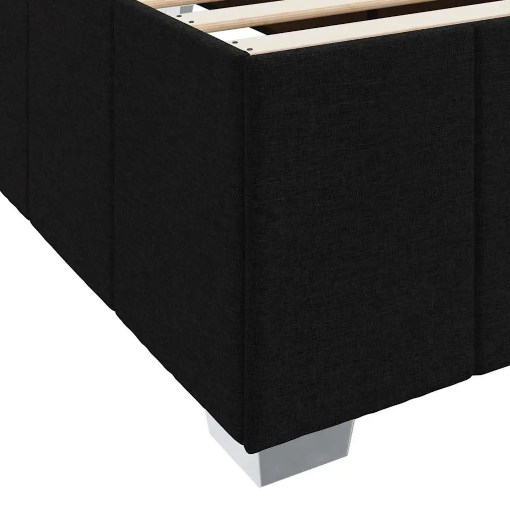 Black Fabric Bed Frame with Mattress 90 x 190 cm